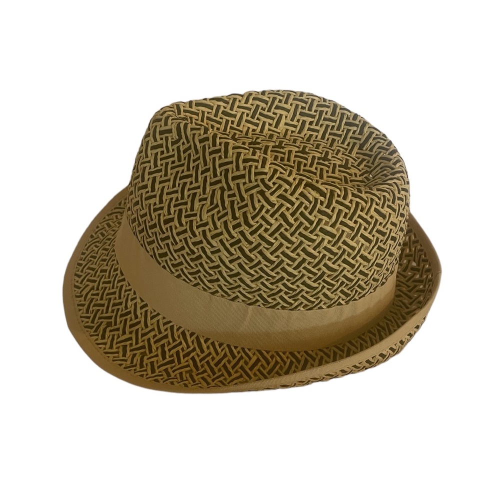 Tan, Blue Saks fifth avenue hat, Fedora,summer, beach, short brim,straw,OS,New - Picture 2 of 7